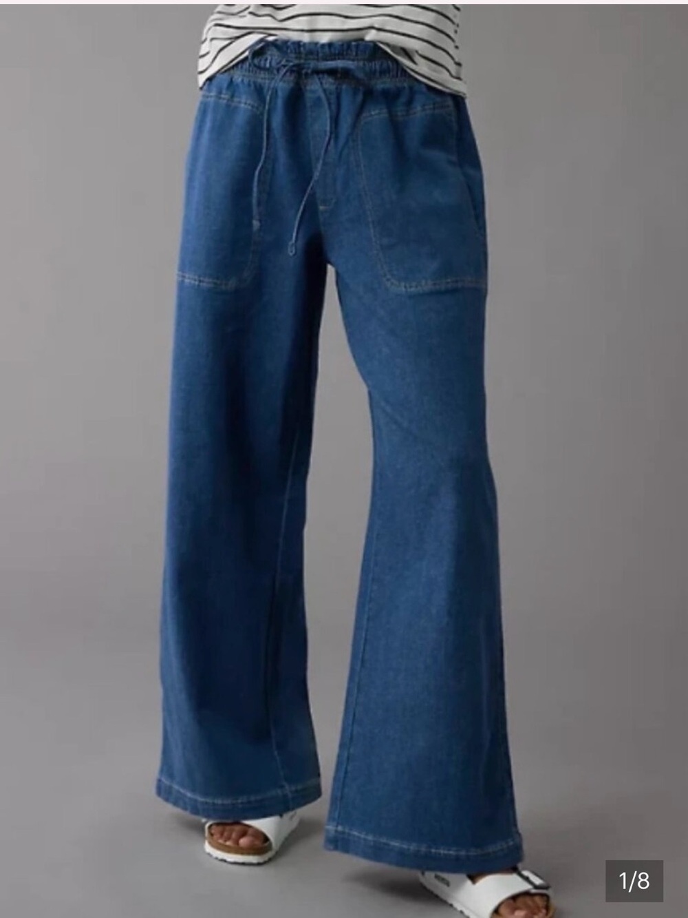 American Eagle AE Dreamy Drape Pull-on Linen blend pant denim Size Small